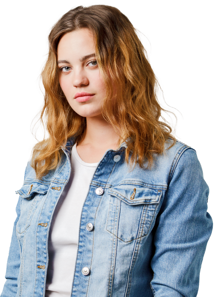 Female student in denim jacket
